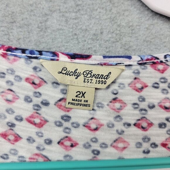 Lucky Brand Womens Shirt Size 2X Boho‎ Peasant Feminine Cottagcore Dainty Tassel - Picture 8 of 13